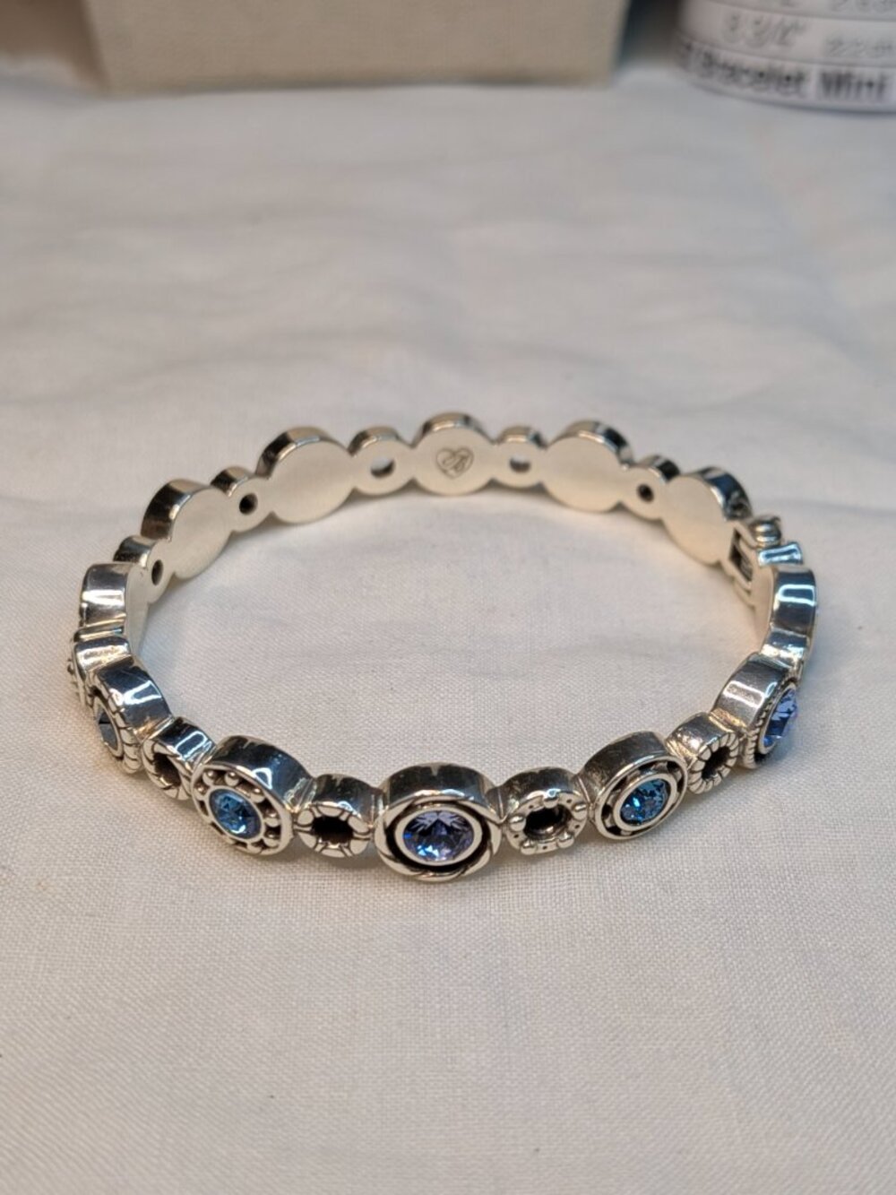 Brighton Halo Burst Magnetic Bangle Bracelet Tanzanite Crystals Size 7
